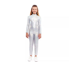 Costume o tuta metallica olografica per ragazze