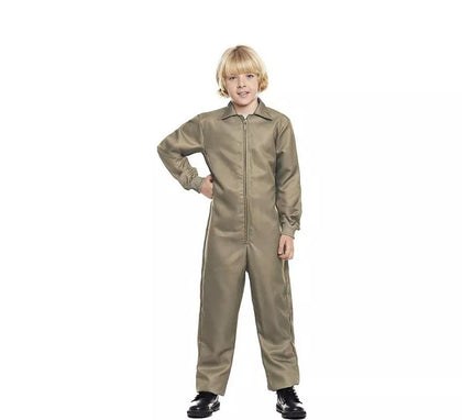 Disfraz o Mono Trabajador beige cierre frontal para niño