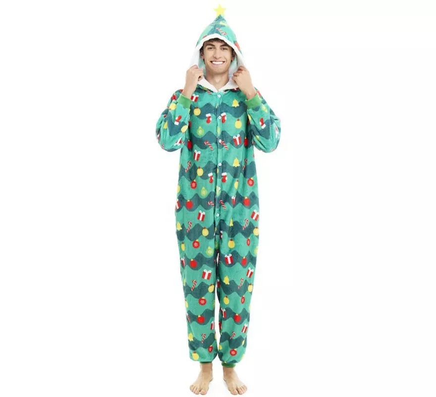 Translation missing: it.Disfraz o Pijama Árbol de Navidad con capucha para adulto