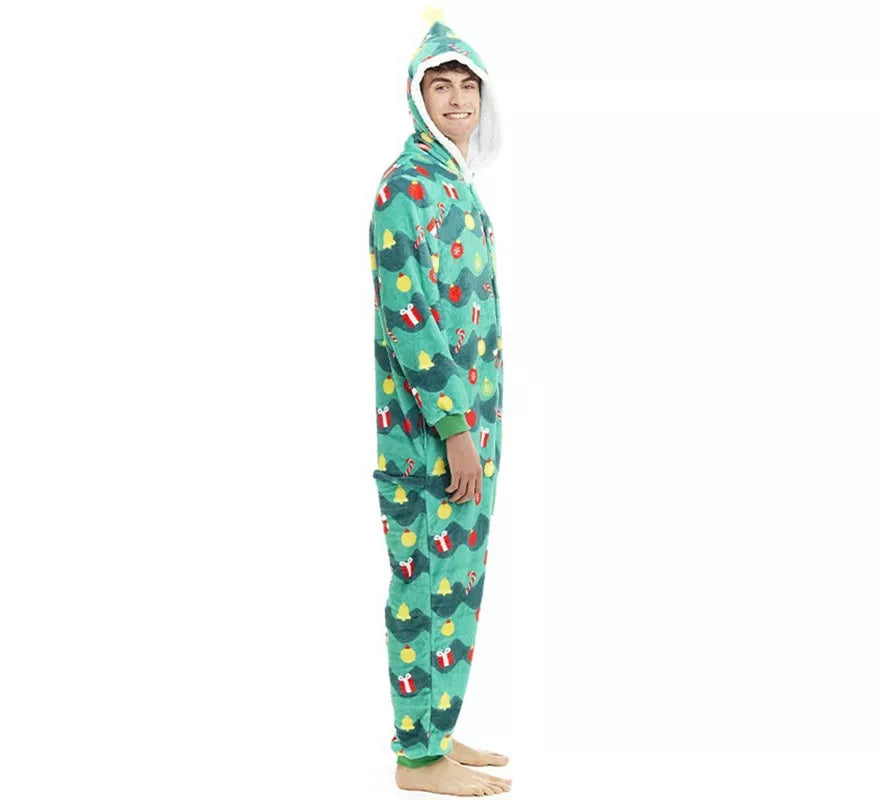 Disfraz o Pijama Árbol de Navidad con capucha para adulto