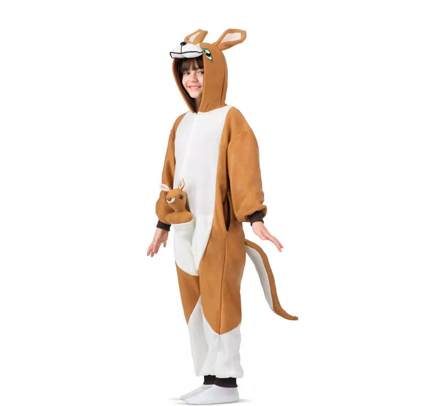 Disfraz o Pijama de Canguro con capucha y peluche para niños