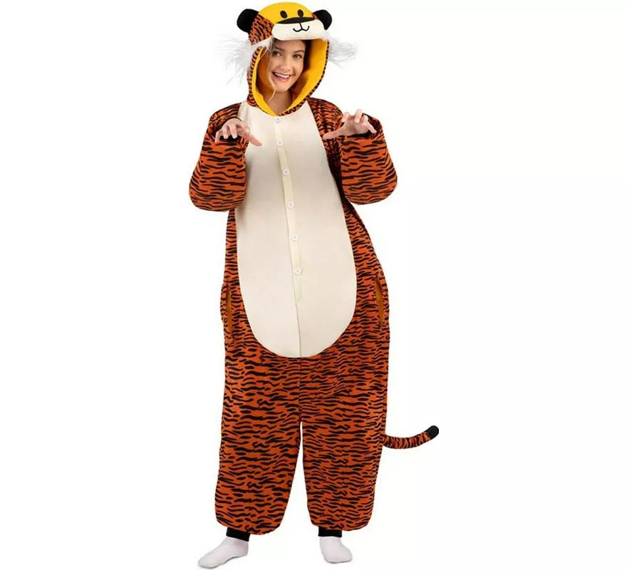 Translation missing: it.Disfraz o Pijama de Tigre oscuro con capucha para adulto