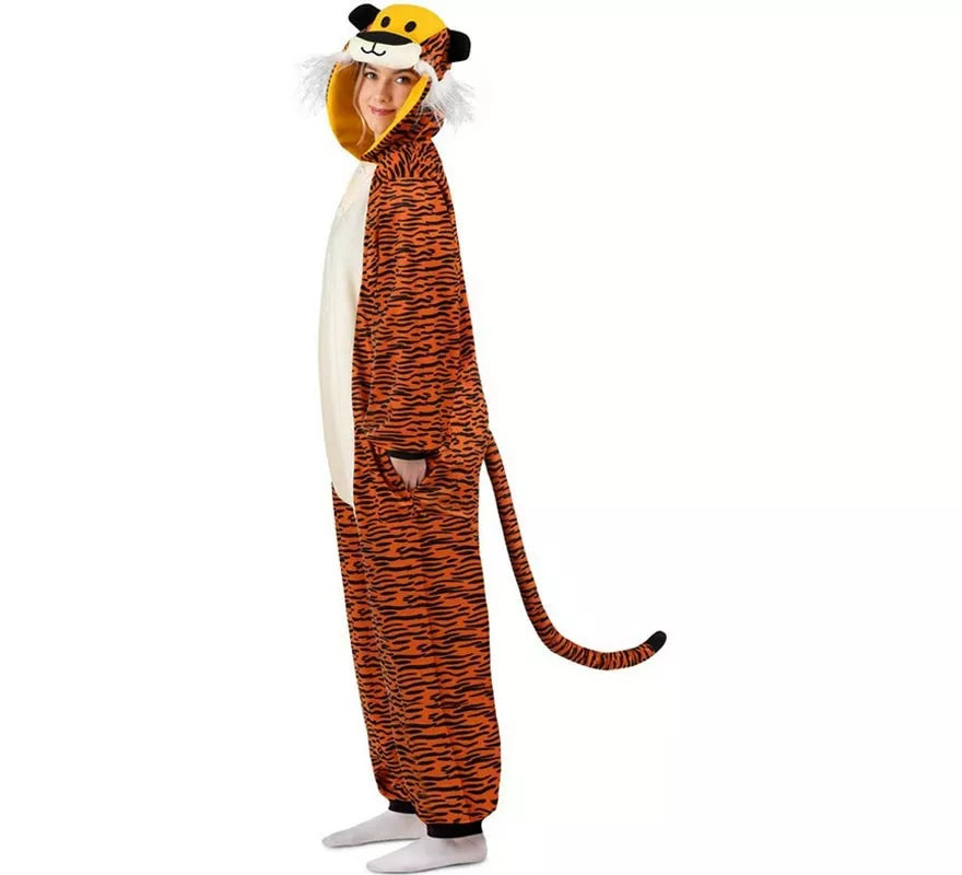 Translation missing: it.Disfraz o Pijama de Tigre oscuro con capucha para adulto