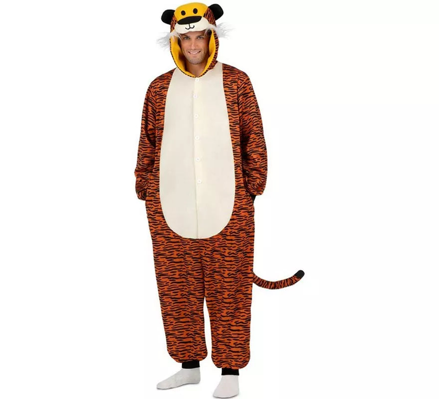 Translation missing: it.Disfraz o Pijama de Tigre oscuro con capucha para adulto