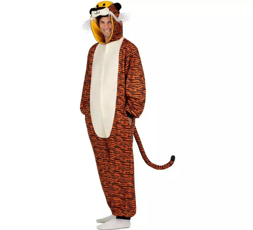 Translation missing: it.Disfraz o Pijama de Tigre oscuro con capucha para adulto