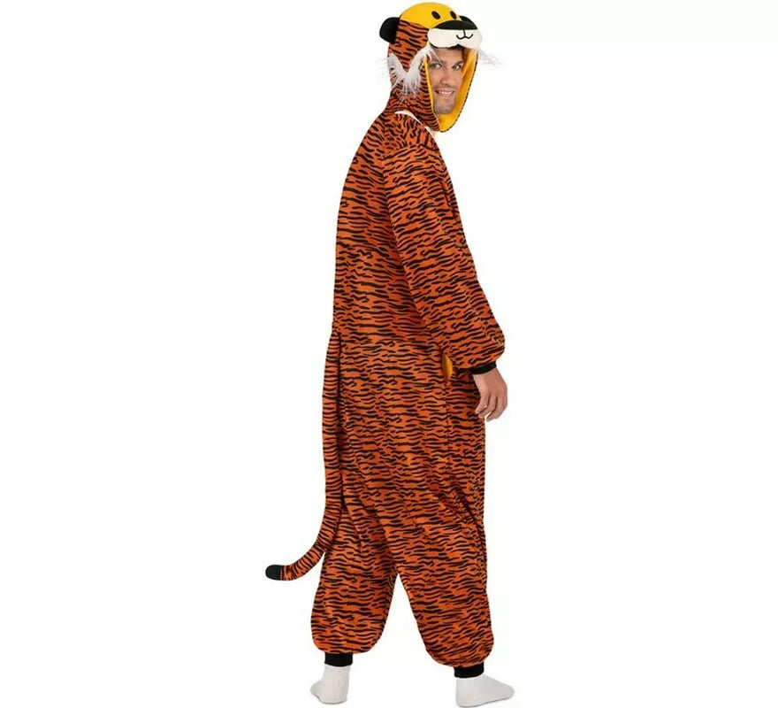 Translation missing: it.Disfraz o Pijama de Tigre oscuro con capucha para adulto
