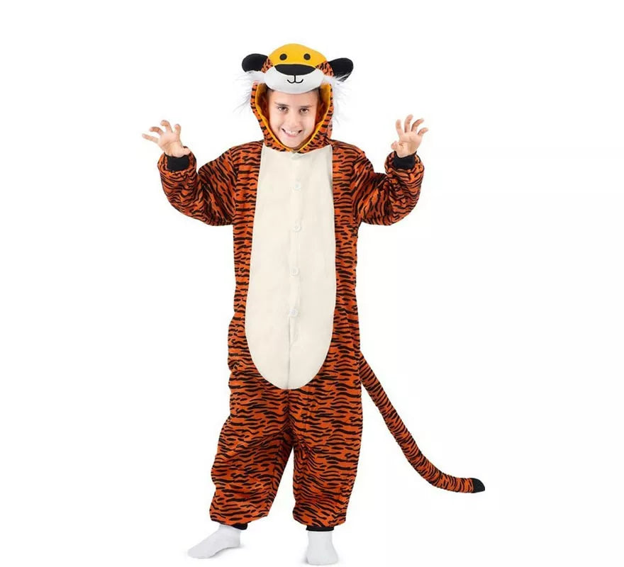 Translation missing: es.Disfraz o Pijama de Tigre oscuro con capucha para niños