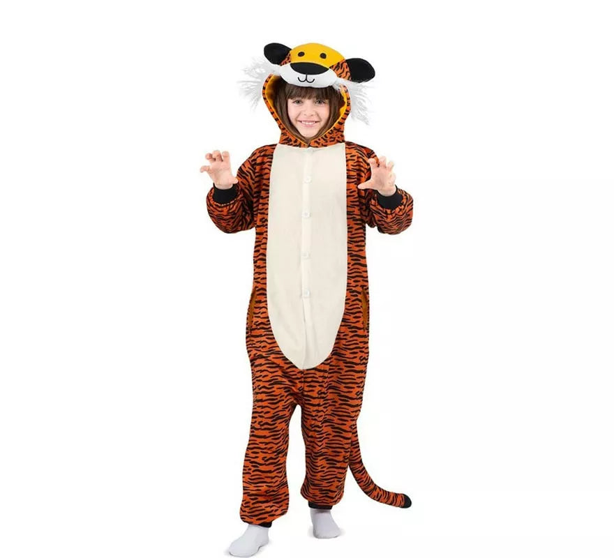 Translation missing: es.Disfraz o Pijama de Tigre oscuro con capucha para niños