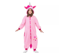 Costume o pigiama da Unicorno rosa con cappuccio per bambini