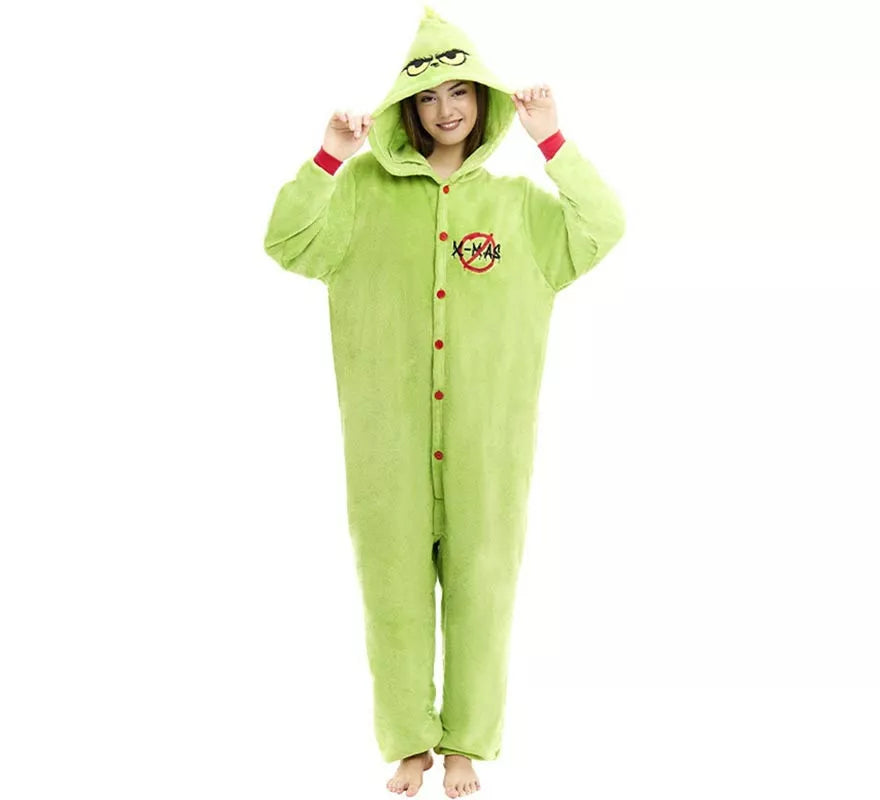Translation missing: it.Disfraz o Pijama Duende Navideño verde para adulto
