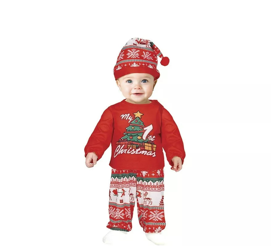 Translation missing: it.Disfraz o Pijama My 1st Christmas rojo para bebé