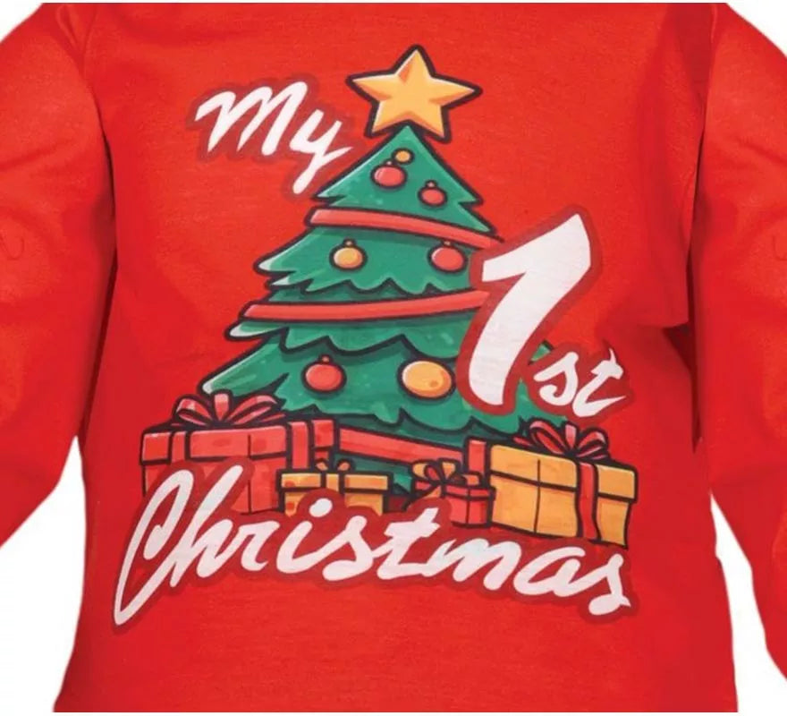 Translation missing: it.Disfraz o Pijama My 1st Christmas rojo para bebé