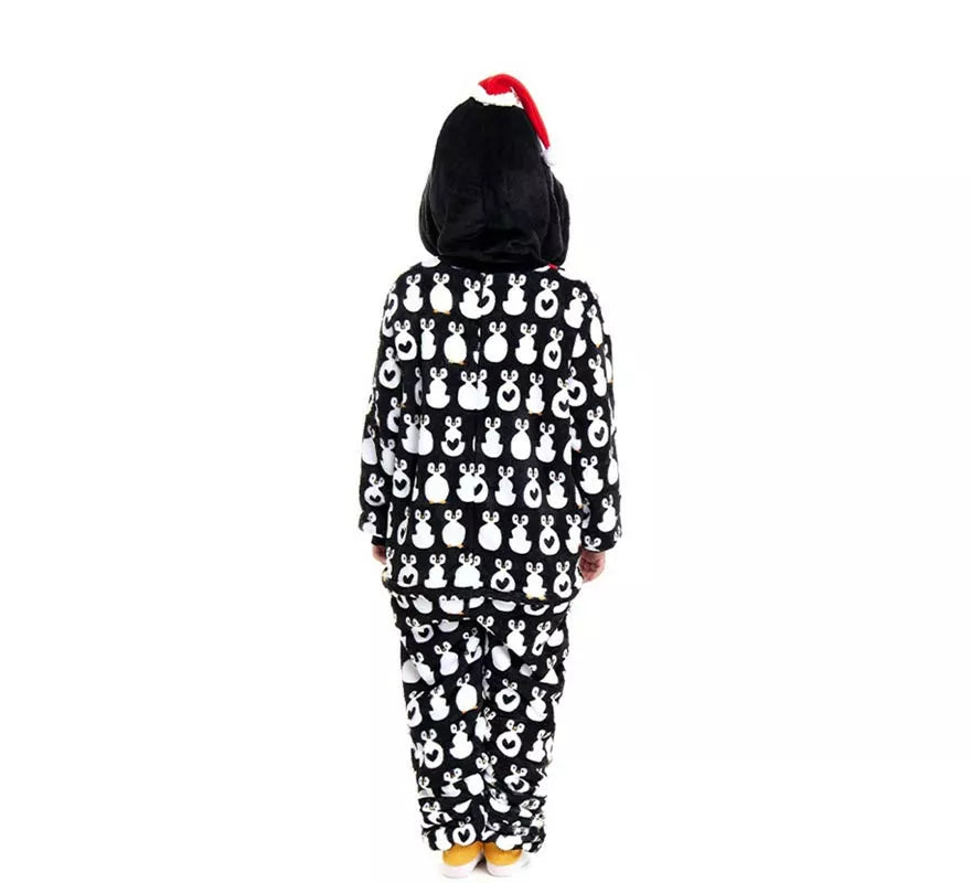 Translation missing: it.Disfraz o Pijama Pingüino Navideño estampado con capucha para niños