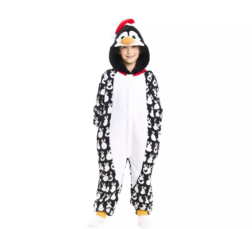 Translation missing: it.Disfraz o Pijama Pingüino Navideño estampado con capucha para niños