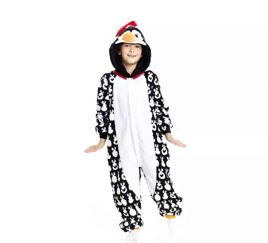 Translation missing: it.Disfraz o Pijama Pingüino Navideño estampado con capucha para niños