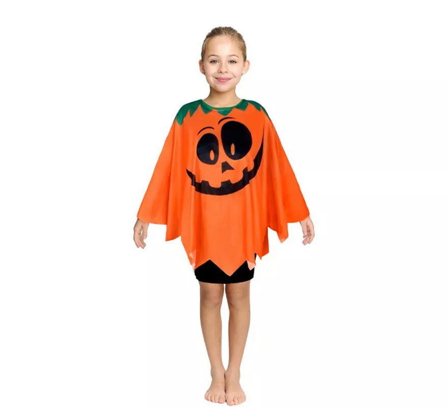 Translation missing: it.Disfraz o Poncho Calabaza feliz naranja infantil de 65 cm