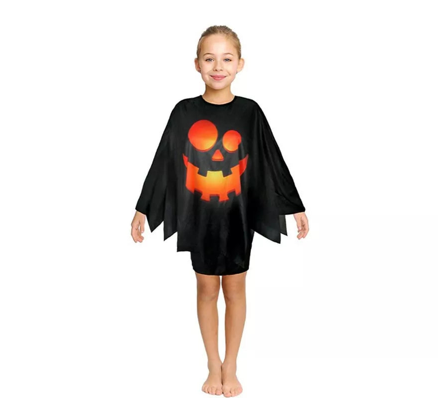 Translation missing: it.Disfraz o Poncho Calabaza feliz negra infantil de 65 cm