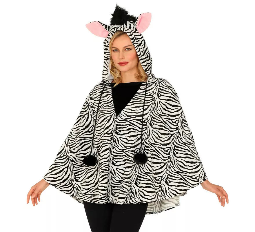 Translation missing: es.Disfraz o Poncho de Cebra con Capucha para adulto