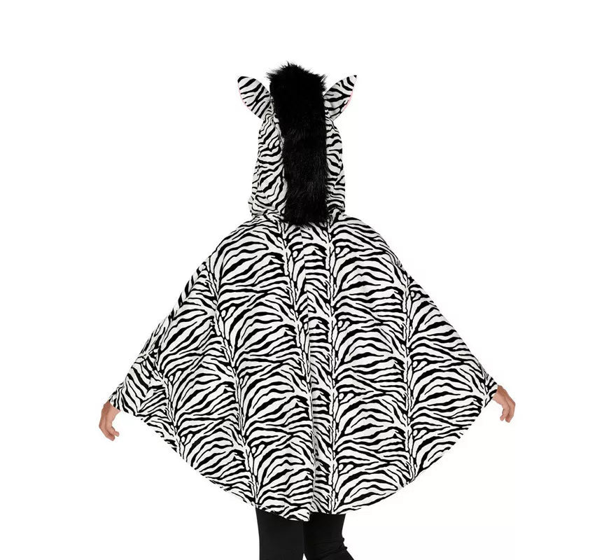 Disfraz o Poncho de Cebra con Capucha para niños