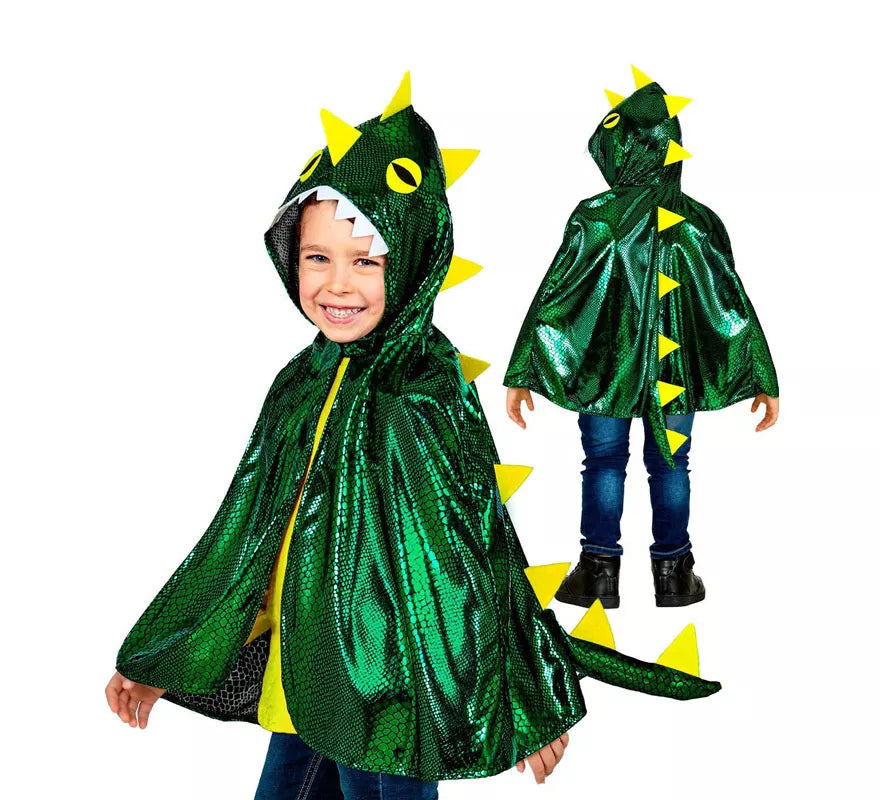 Translation missing: es.Disfraz o Poncho de Dragón Verde Brillante con Capucha para niños