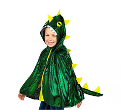 Costume o Poncho di Drago Verde Brillante con Cappuccio per bambini