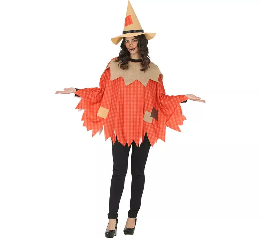 Disfraz o Poncho de Espantapájaros con Sombrero para mujer