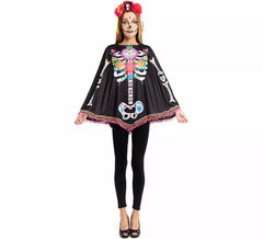 Disfraz o Poncho de Esqueleto Catrina para mujer