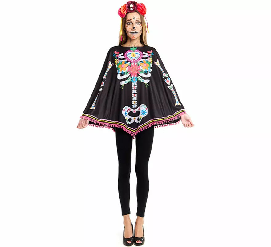 Translation missing: es.Disfraz o Poncho de Esqueleto Catrina para mujer
