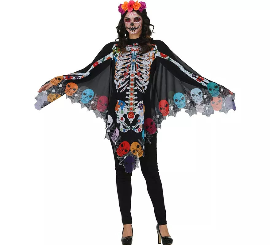Translation missing: it.Disfraz o Poncho de Esqueleto Catrina para mujer