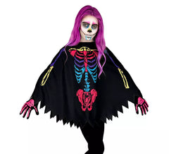 Disfraz o Poncho de Esqueleto Multicolor para niños
