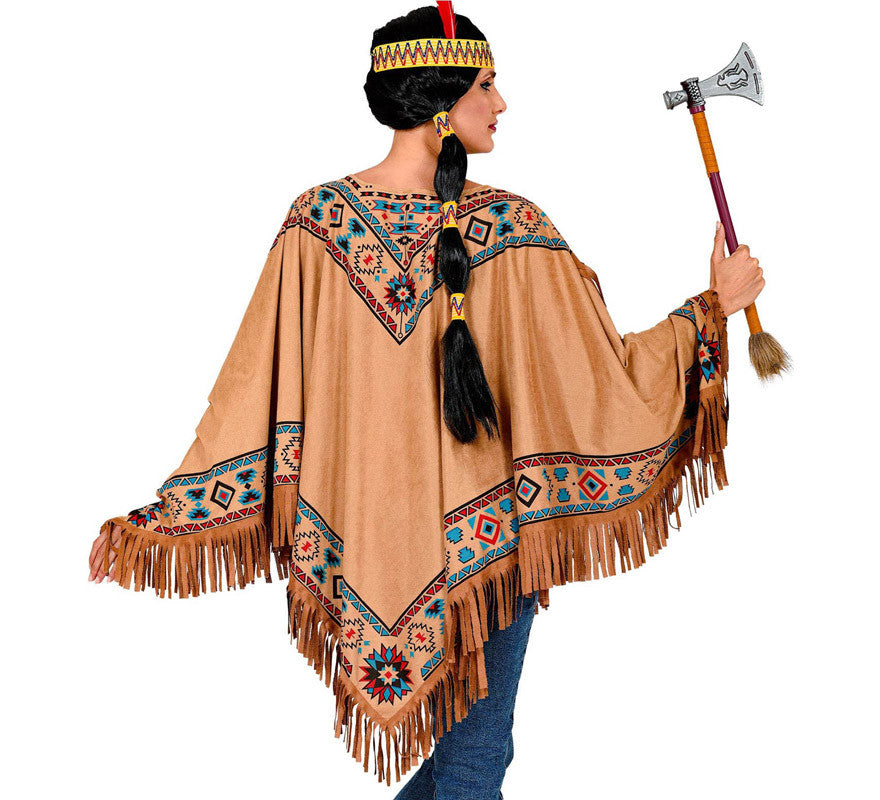 Translation missing: es.Disfraz o Poncho de India Nativa con Estampado para adulto