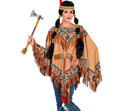 Costume o poncho indiano nativo con stampa per adulti