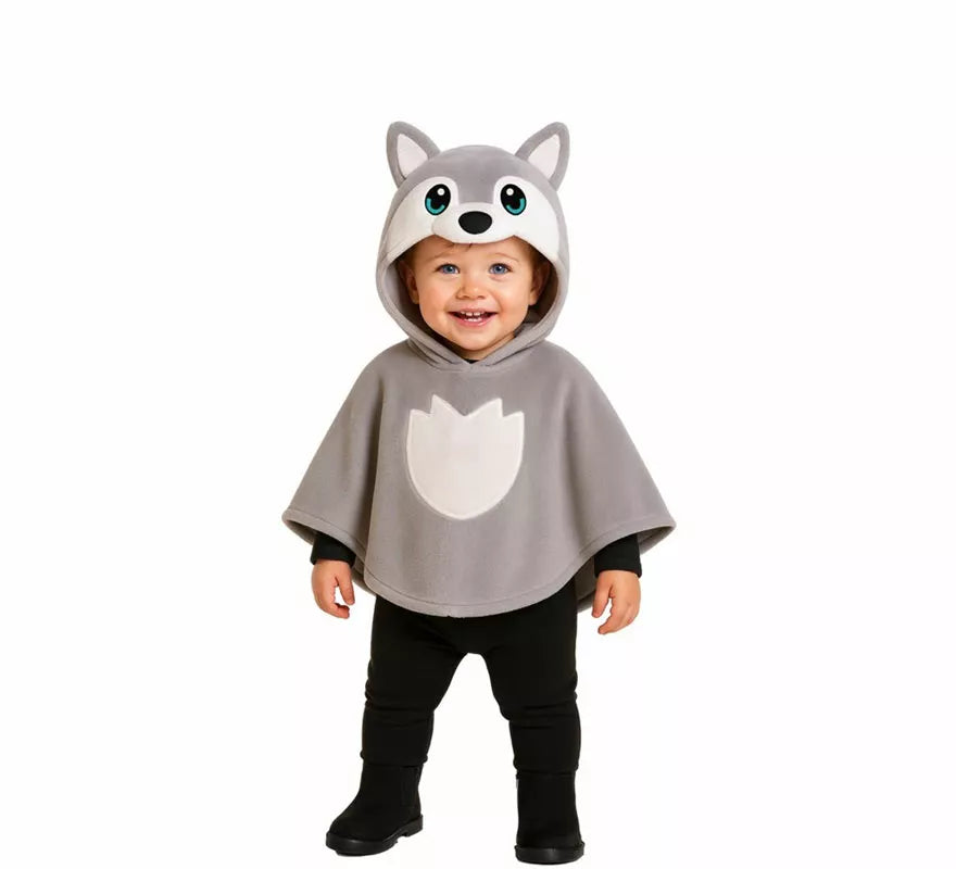 Translation missing: it.Disfraz o Poncho de Lobo gris para bebé