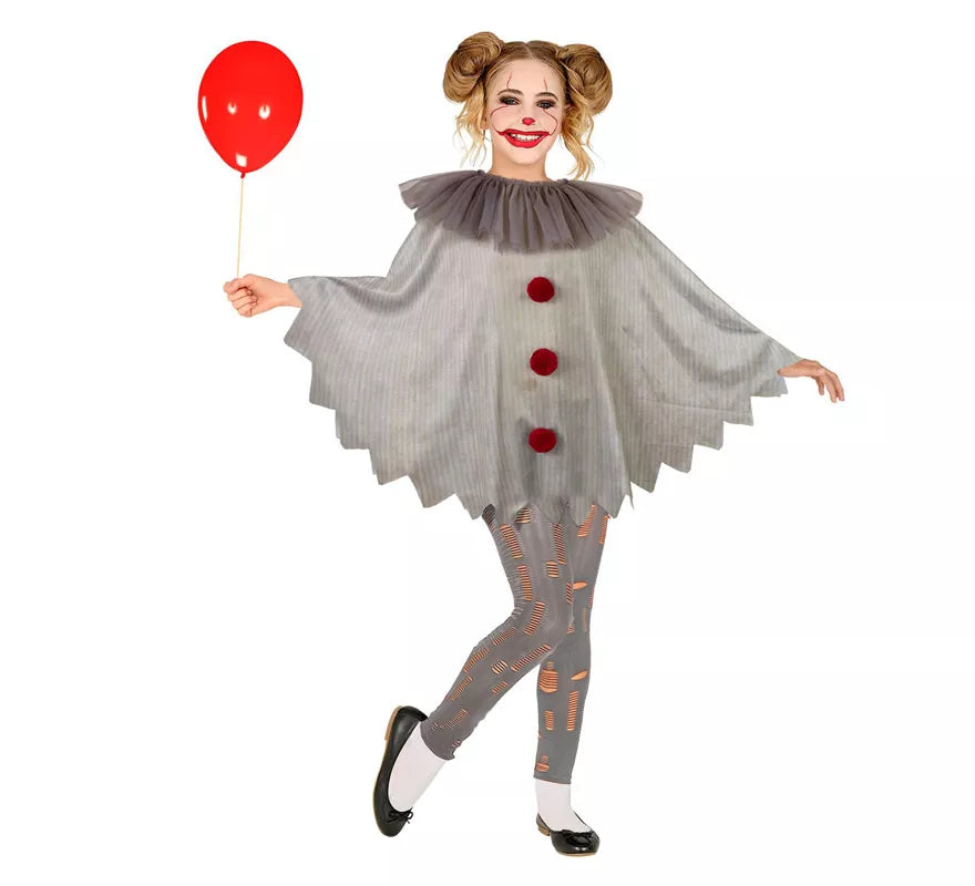 Disfraz o Poncho de Payaso Aterrador para niños