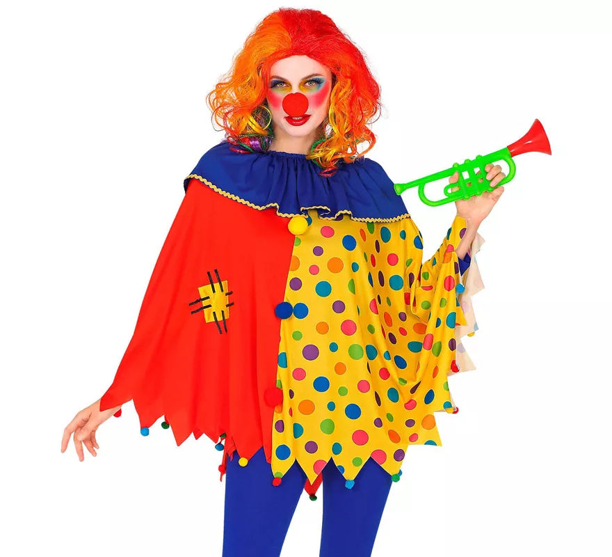 Translation missing: es.Disfraz o Poncho de Payaso Colorido con Lunares para adulto