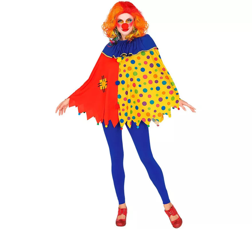 Translation missing: it.Disfraz o Poncho de Payaso Colorido con Lunares para adulto