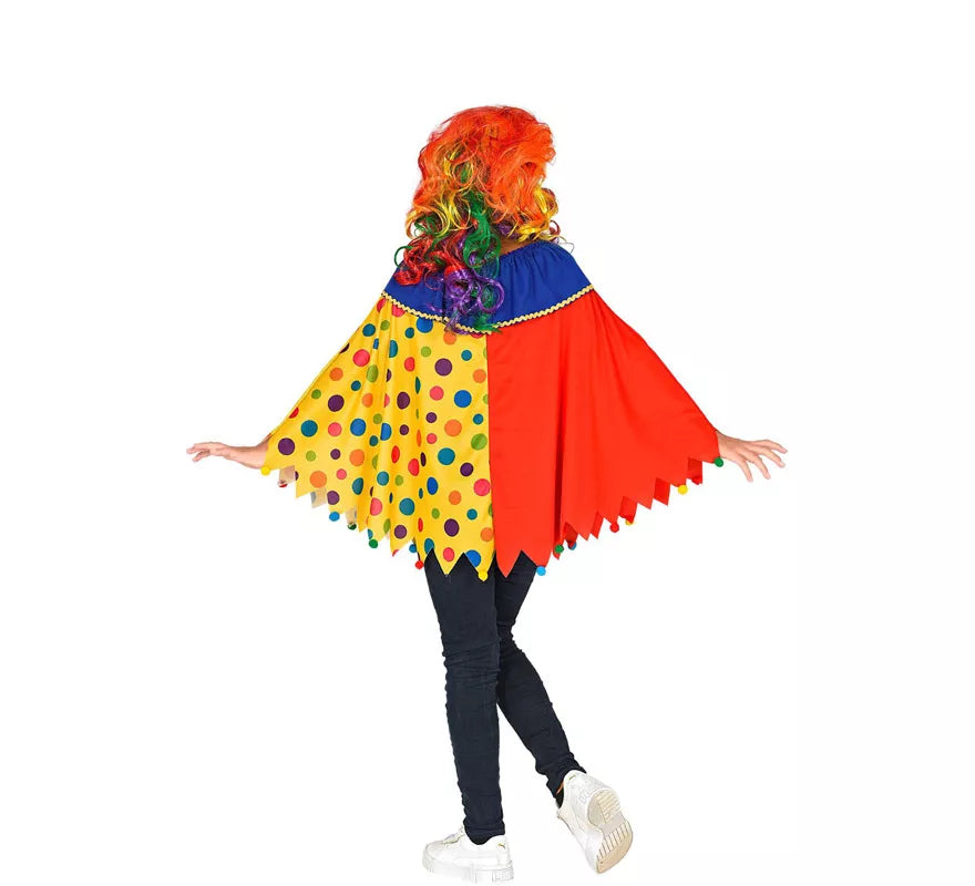 Disfraz o Poncho de Payaso Colorido con Lunares para niños