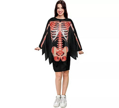 Costume o Poncho Scheletro con muscoli adulto 75 cm