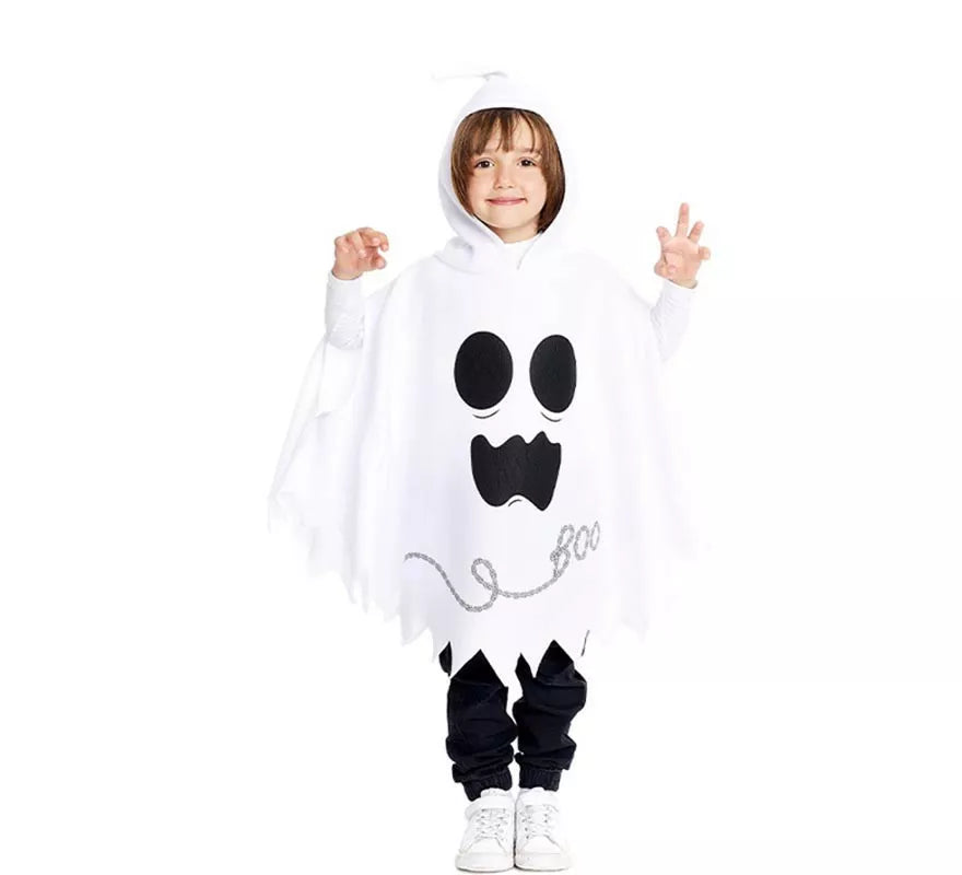 Translation missing: it.Disfraz o Poncho Fantasmita blanco con capucha para bebé y niños