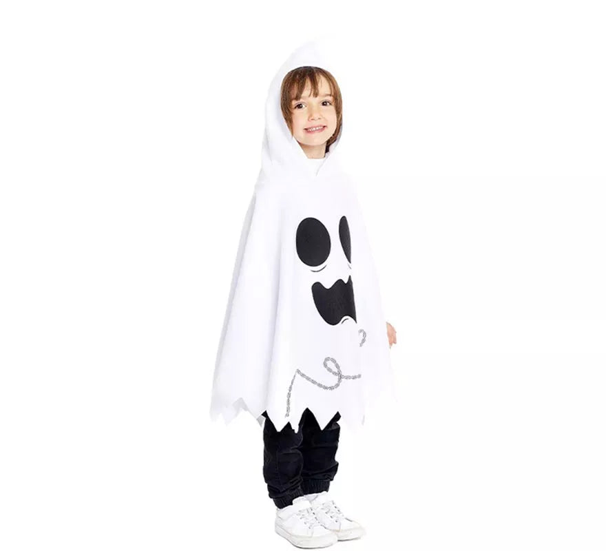 Translation missing: es.Disfraz o Poncho Fantasmita blanco con capucha para bebé y niños