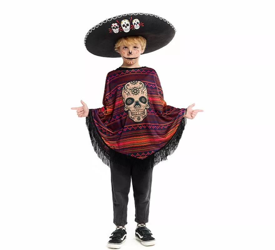Translation missing: it.Disfraz o Poncho Mexicano de Catrina para niño