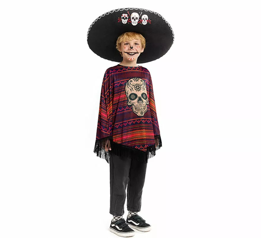 Translation missing: it.Disfraz o Poncho Mexicano de Catrina para niño