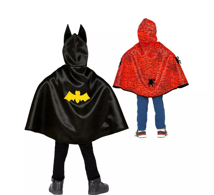 Translation missing: it.Disfraz o Poncho reversible:Super Héroe Araña y Murciélago Infantil