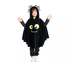 Costume o poncho da Ragno Nero con cappuccio per neonati e bambini