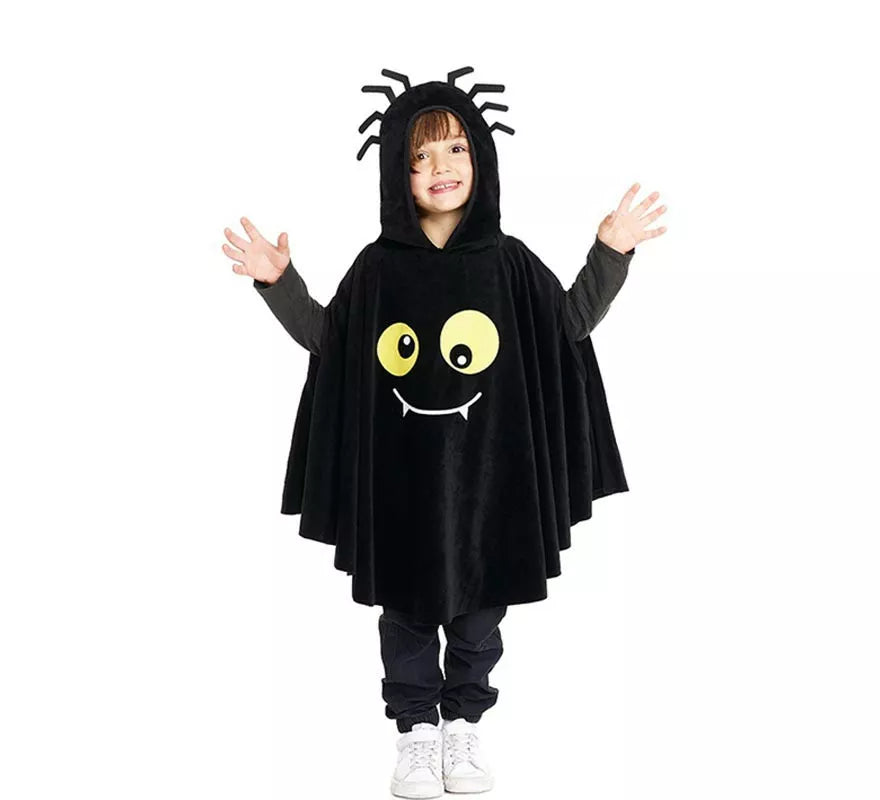 Translation missing: it.Disfraz o Poncho Spider negro con capucha para bebé y niños