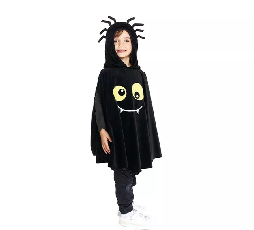 Translation missing: it.Disfraz o Poncho Spider negro con capucha para bebé y niños