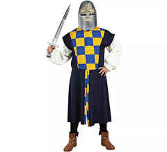Sopravveste o costume medievale a quadretti neri per uomo