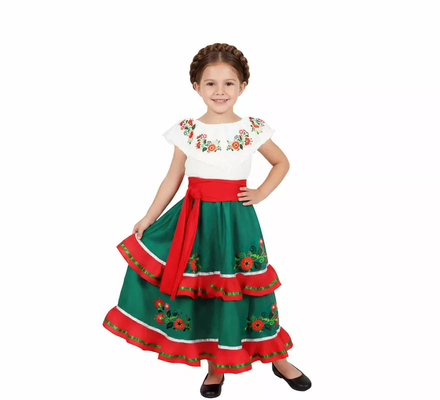 Translation missing: it.Disfraz o Traje de Mexicana Tradicional con Falda para niña