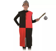 Costume da guerriero medievale rosso e nero o tunica per un bambino