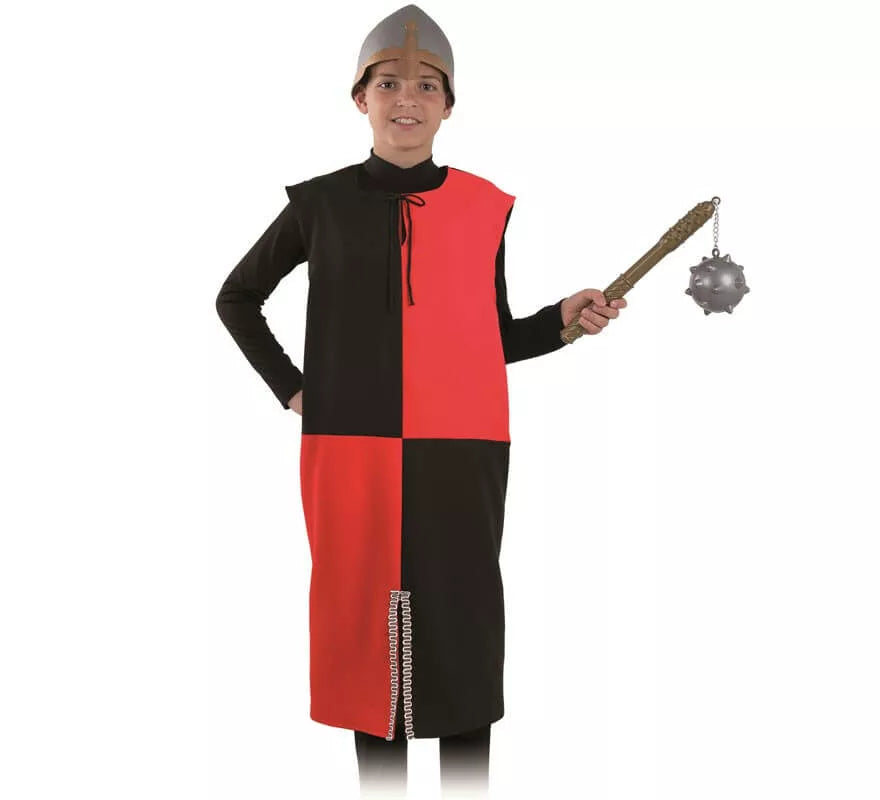 Translation missing: it.Disfraz o Túnica de Guerrero Medieval Roja y Negra para niño